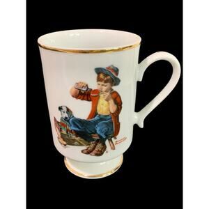 1981 Norman Rockwell Porcelain Pedestal Mug "Friend in Need" The Danbury Mint